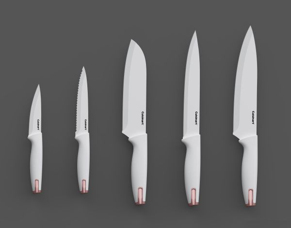 10pc knife set on a grey background