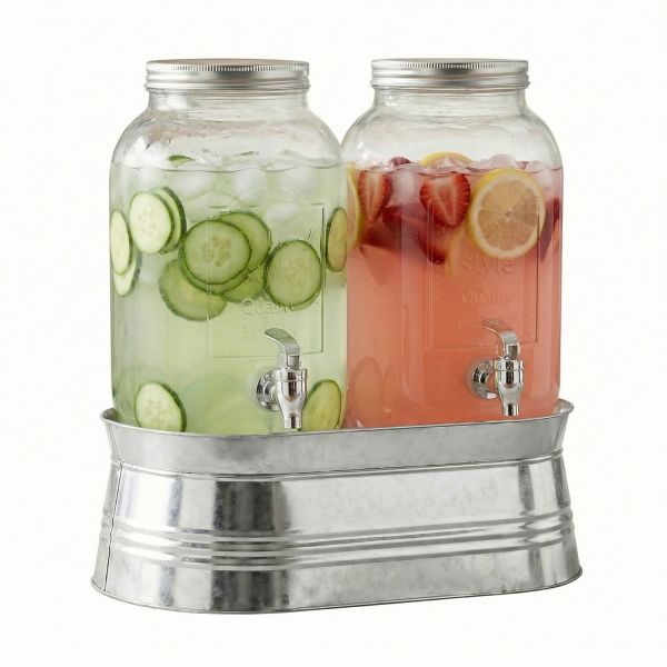 farmhouse drink dispenser on a white background