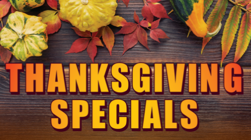 Thanksgiving Specials on a Wood background