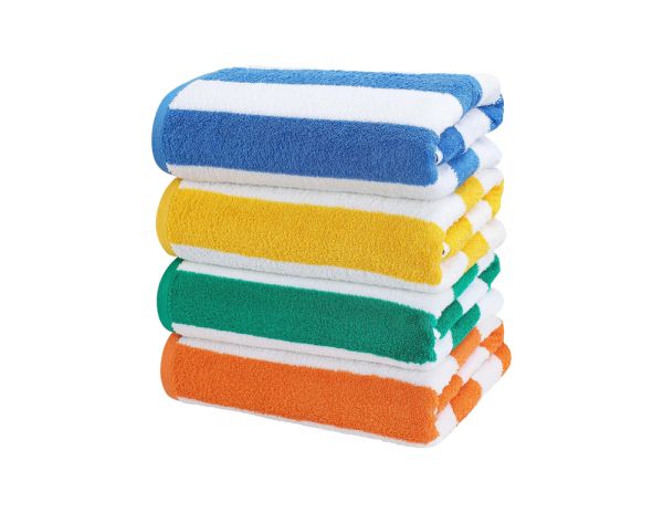 colorful striped towels on a white background