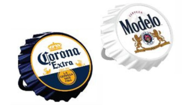 Corona and Modelo Bottlecap Speakers with a white background